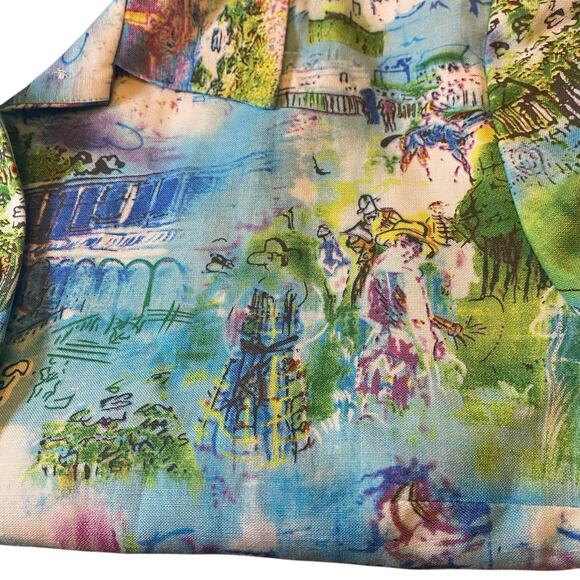 Coldwater Creek, Size Large, Colorful Paris Print Blazer, Linen Blend, Artsy - Picture 14 of 16